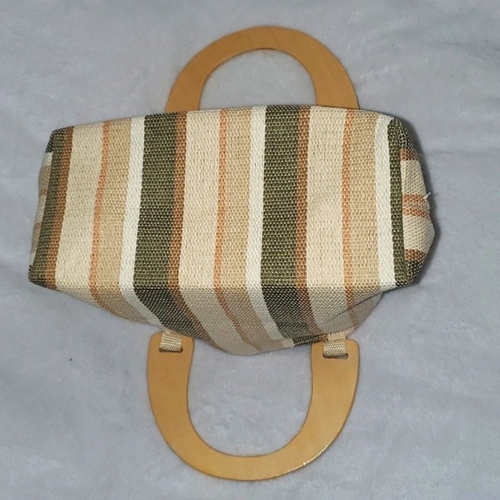 EUC Neiman Marcus Top Handle Striped Mini Tote Bag - Picture 6 of 10